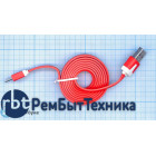 Плоский кабель Color USB-microUSB 1.0m USB-2.0 Red (Красный)
