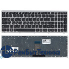 Клавиатура для ноутбука Lenovo IdeaPad U510 Z710 черная с серебристой рамкой