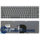 Клавиатура для ноутбука Lenovo IdeaPad Z500 черная с серой рамкой, с подсветкой
