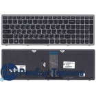 Клавиатура для ноутбука Lenovo G505s Z510 S510 черная с подсветкой c серебристой рамкой