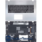Клавиатура для ноутбука Asus N76V черная, топ-панель серебристая