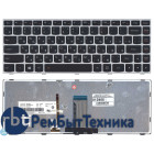 Клавиатура для ноутбука Lenovo Flex 14 G40-30 G40-70 черная с серебристой рамкой с подсветкой