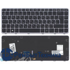 Клавиатура для ноутбука HP EliteBook Folio 1040 G1 черная с серой рамкой с подсветкой