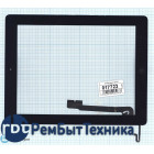 Сенсорное стекло (тачскрин) для iPad 4 черное с кнопкой