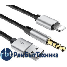 Кабель Baseus Cable L34 Apple to 3.5mm & USB Charging Audio Cable Black 1.2M ORIGINAL