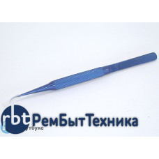 Титановый пинцет TB-11 заострённый синий 140мм с загнутым кончиком