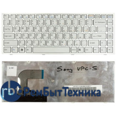 Клавиатура для ноутбука Sony Vaio VPC-S series белая с серебристой рамкой