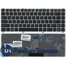 Клавиатура для ноутбука Asus UL20 eee 1201 черная с серебристой рамкой Клавиатура для ноутбука Asus UL20 eee 1201 черная с серебристой рамкой