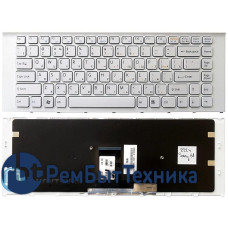 Клавиатура для ноутбука Sony Vaio VPC-EA белая c белой рамкой Клавиатура для ноутбука Sony Vaio VPC-EA белая c белой рамкой