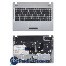 Клавиатура для ноутбука Samsung Q330 черная топ-панель серебристая