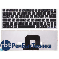 Клавиатура для ноутбука Sony Vaio VPC-YA VPC-YB series черная с серебристой рамкой