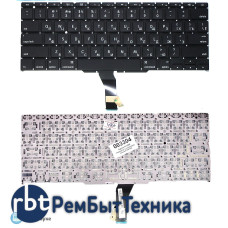 Клавиатура для ноутбука Apple A1370 2011+ черная с подсветкой, плоский ENTER