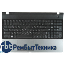 Клавиатура для ноутбука Samsung 300E5A 305E5A черная топ-панель серебристая