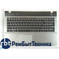Клавиатура для ноутбука Samsung QX530 топкейс серебристый кнопки черные
