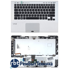 Клавиатура для ноутбука Sony Vaio VPC-SB VPC-SD серебристая топ-панель  (for fingerprint reader)