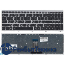 Клавиатура для ноутбука Lenovo IdeaPad U510 Z710 черная с серебристой рамкой