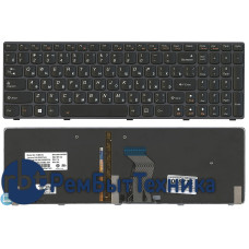 Клавиатура для ноутбука Lenovo IdeaPad Y580 черная с черной рамкой с подсветкой