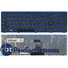 Клавиатура для ноутбука IBM Lenovo IdeaPad B570 B580 V570 Z570 Z575 B590 черная с синей рамкой