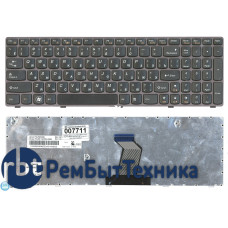 Клавиатура для ноутбука IBM Lenovo IdeaPad B570 B580 V570 Z570 Z575 B590 черная с бронзовой рамкой