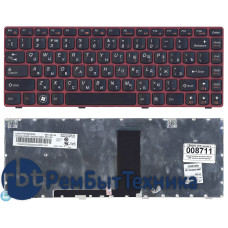 Клавиатура для ноутбука LENOVO V380 черная с красной рамкой