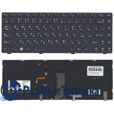 Клавиатура для ноутбука Lenovo Y480 черная с подсветкой