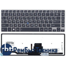 Клавиатура для ноутбука Toshiba Z40 черная с подсветкой и серой рамкой Клавиатура для ноутбука Toshiba Z40 черная с подсветкой и серой рамкой