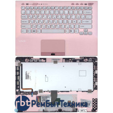 Клавиатура для ноутбука Sony Vaio VPC-SB VPC-SD розовая топ-панель (fingerprint reader)
