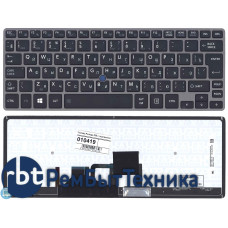 Клавиатура для ноутбука Toshiba Portege Z30 черная с серой рамкой с подсветкой Клавиатура для ноутбука Toshiba Portege Z30 черная с серой рамкой с подсветкой