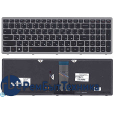 Клавиатура для ноутбука Lenovo G505s Z510 S510 черная с подсветкой c серебристой рамкой