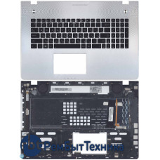 Клавиатура для ноутбука ASUS N76V черная, топ-панель серебристая Клавиатура для ноутбука ASUS N76V черная, топ-панель серебристая