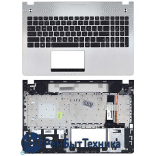 Клавиатура для ноутбука Asus N56 топ-панель черно-серебристая с подсветкой