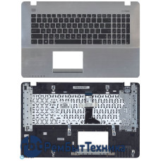 Клавиатура для ноутбука Asus X750LN черная топ-панель серебристая