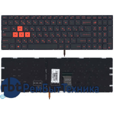 Клавиатура для ноутбука Asus GL702 черная с красной подсветкой