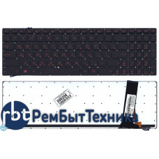 Клавиатура для ноутбука Asus N56 N56V черная с красной подсветкой