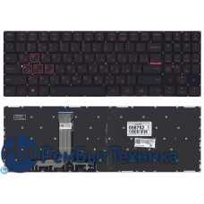 Клавиатура для ноутбука Lenovo Legion Y520 Y520-15IKB черная без рамки, красная подсветка