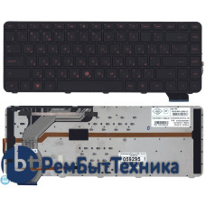Клавиатура для ноутбука HP Envy 14-1000 черная с черной рамкой, красная подсветка