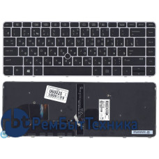 Клавиатура для ноутбука HP EliteBook 745 G3 черная с серой рамкой с указателем