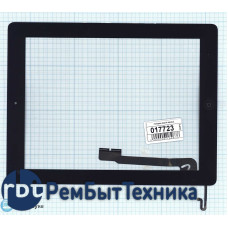 Сенсорное стекло (тачскрин) iPad 4 черное с кнопкой