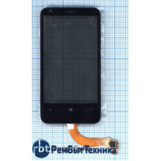 Сенсорное стекло (тачскрин) Nokia Lumia 620 с рамкой черное Сенсорное стекло (тачскрин) Nokia Lumia 620 с рамкой черное