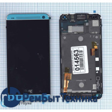 Модуль (Матрица, экран, дисплей + тачскрин) HTC One M7 801e с рамкой серебро