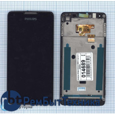 Модуль (Матрица, экран, дисплей + тачскрин) Philips Xenium W6610 черный с рамкой