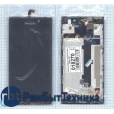 Модуль (Матрица, экран, дисплей + тачскрин) Philips Xenium V787 черный с рамкой