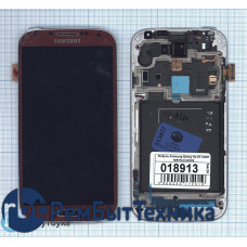 Модуль (Матрица, экран, дисплей + тачскрин) Samsung Galaxy S4 GT-I9500 красный с рамкой