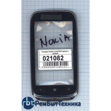 Сенсорное стекло (тачскрин) Nokia Lumia 610 черное с рамкой